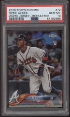 2018 Topps Chrome #72 Ozzie Albies White Jersey Refractor RC PSA 10 Gem Mint
