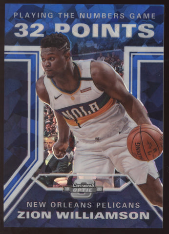 2019 Panini Contenders Optic Zion Williamson Prizm Blue Playing the Numbers RC