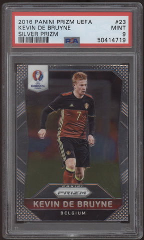 2016 Panini Prizm UEFA Kevin De Bruyne Prizm Silver Label Error RC PSA 9 Mint