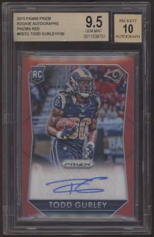 2015 Panini Prizm Todd Gurley Prizms Red RC Auto /100 BGS 9.5 Gem Mint 10