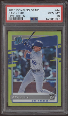 2020 Panini Donruss Optic Gavin Lux Prizm Lime Green RC PSA 10 Gem Mint