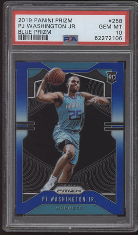 2019-20 Panini Prizm PJ Washington Prizm Blue RC /199 PSA 10 Gem Mint Pop. 12