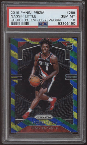 2019-20 Panini Prizm Choice Nassir Little Prizm Blue Yellow Green RC PSA 10