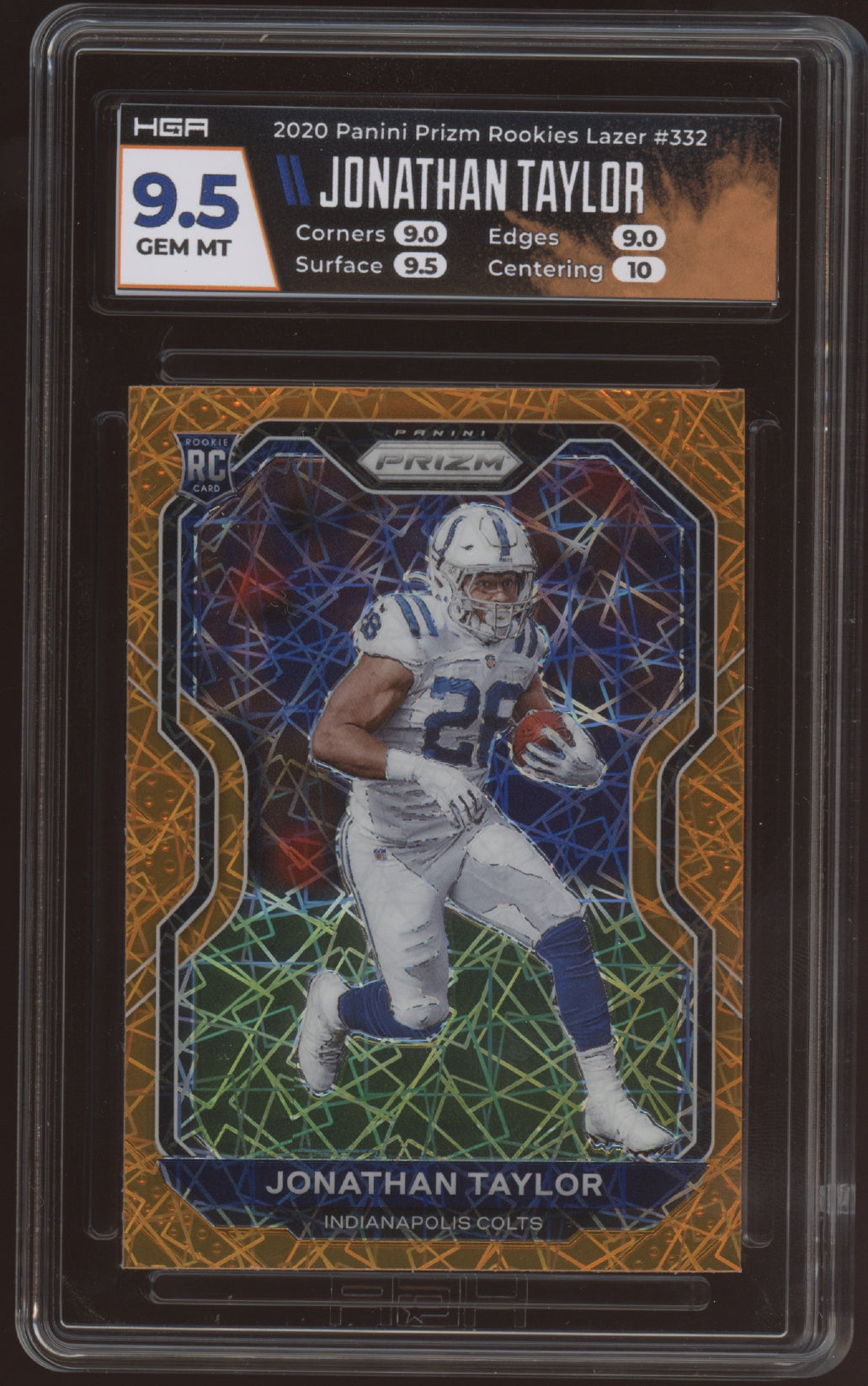 2020 Panini Prizm Jonathan Taylor Prizm Orange Lazer RC HGA 9.5 Gem Mi –  Waxpackcity