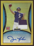 2008 Bowman Chrome Joe Flacco 2 Color Patch Gold Refractor RC Auto 10/10