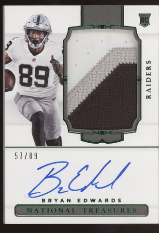 2020 National Treasures Bryan Edwards RPA 3 Color Patch Emerald RC Auto /89